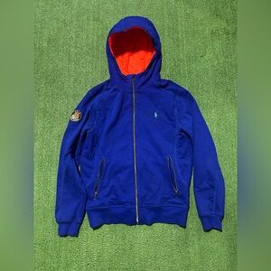 Polo Ralph Lauren Zip Hoodie Mens M Royal Blue Cookie Crest Sweatshirt Outdoor